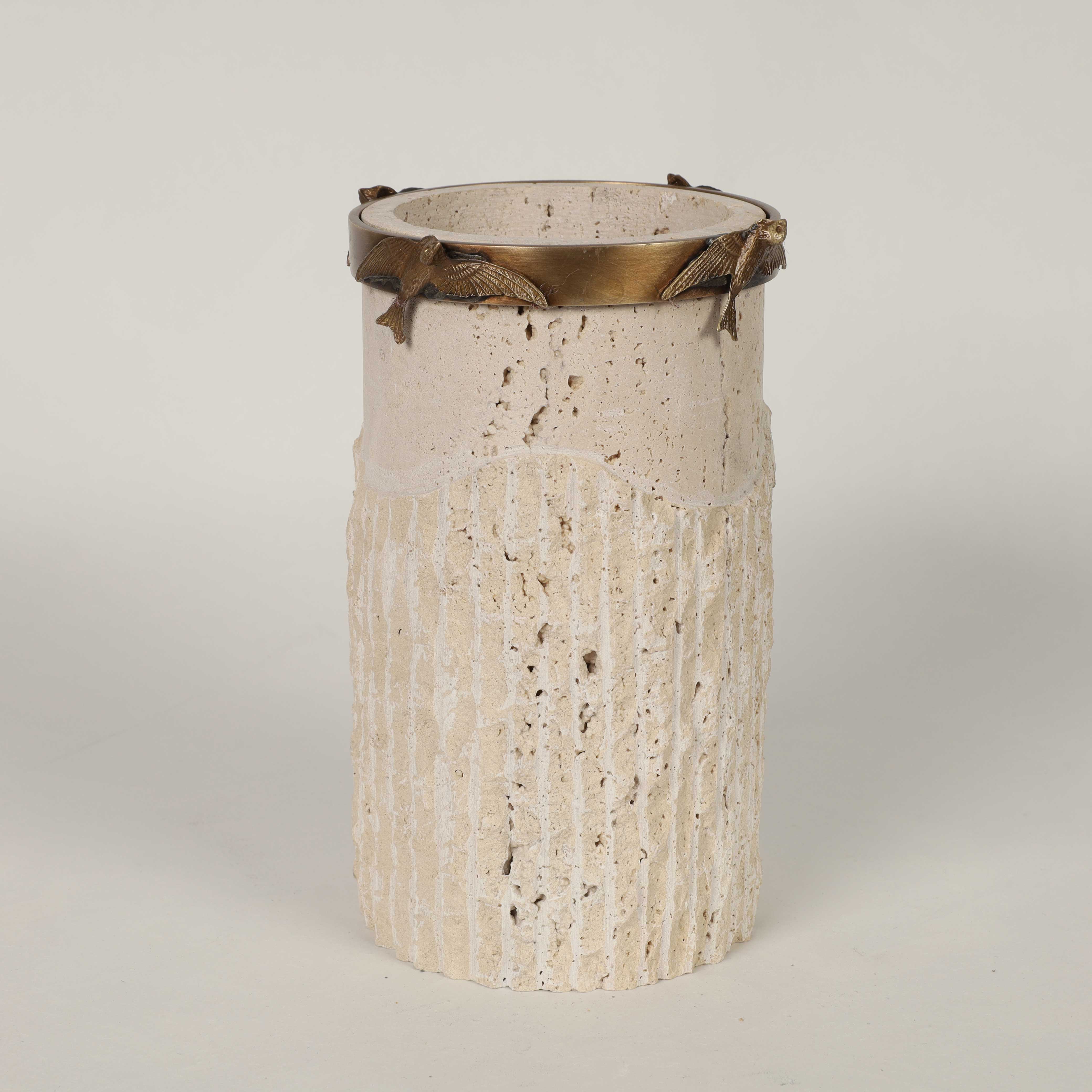 TRAVERTEN KUŞLU VAZO  AK.JT0091 